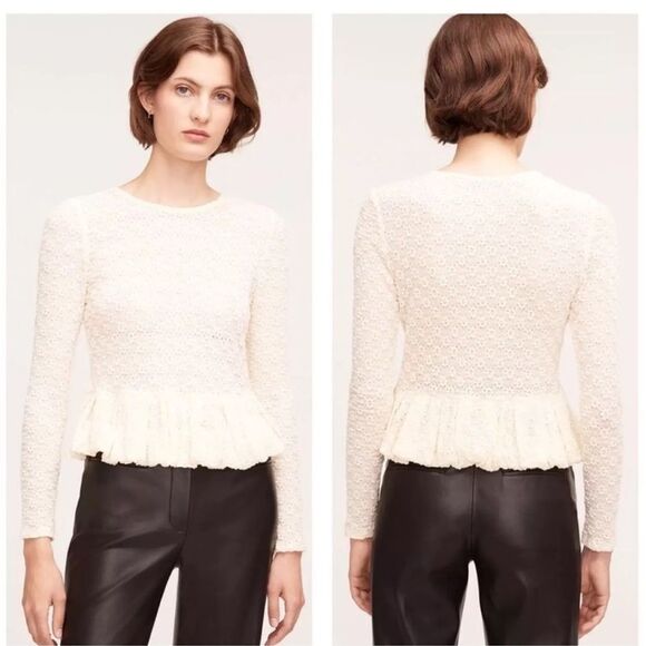 REBECCA TAYLOR Stretch Lace Peplum Top Sheer S NEW with Tags - Picture 14 of 15